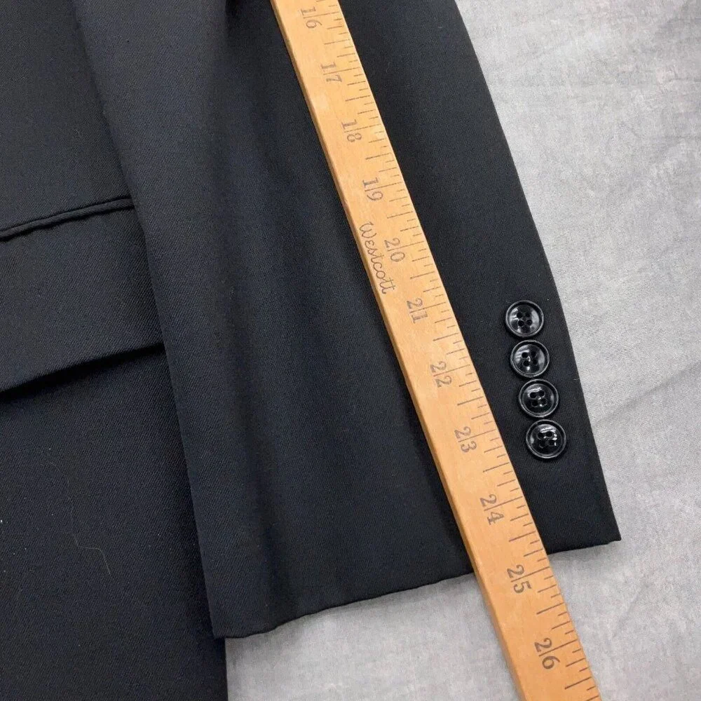 JNY Jones New York Blazer‎ Men 43R Black Classic Career Wool Suit Jacket VTG